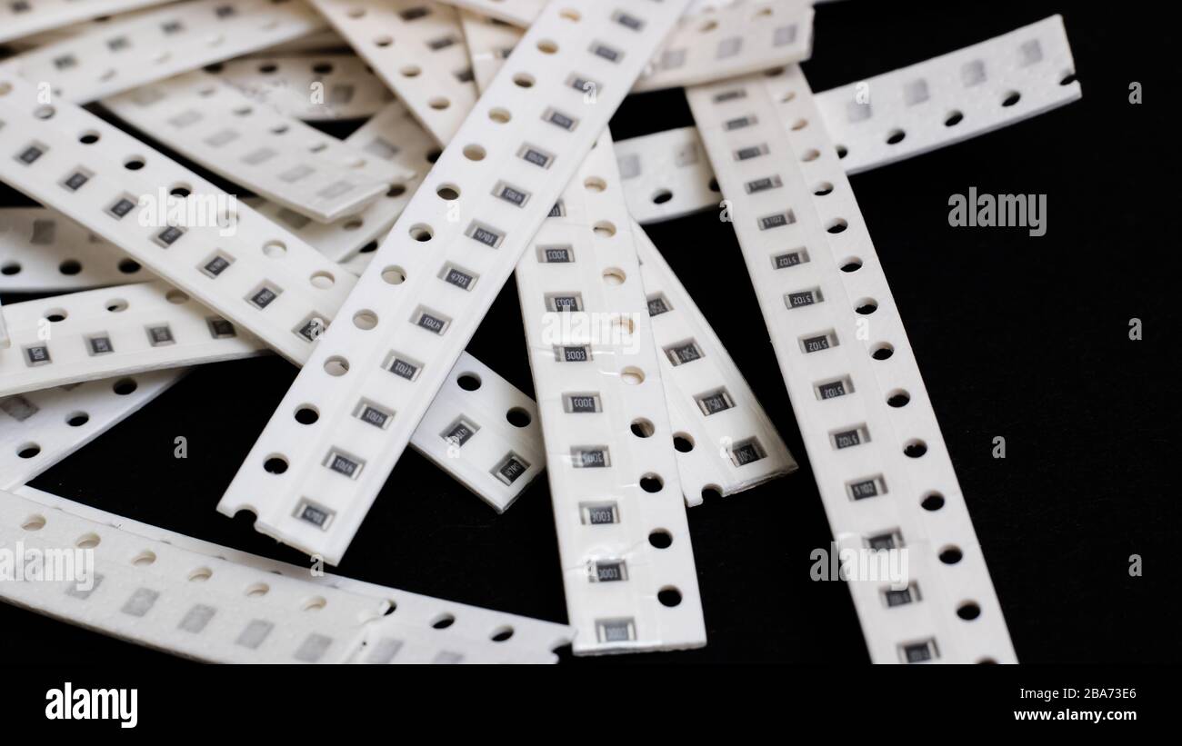 Pile of smd chip 0805 resistors close up Stock Photo