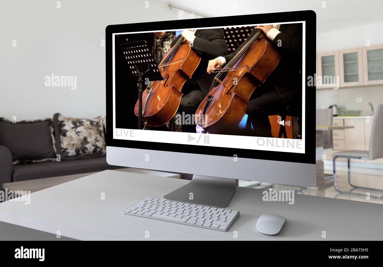 Online concert of classical music. Stock Photo