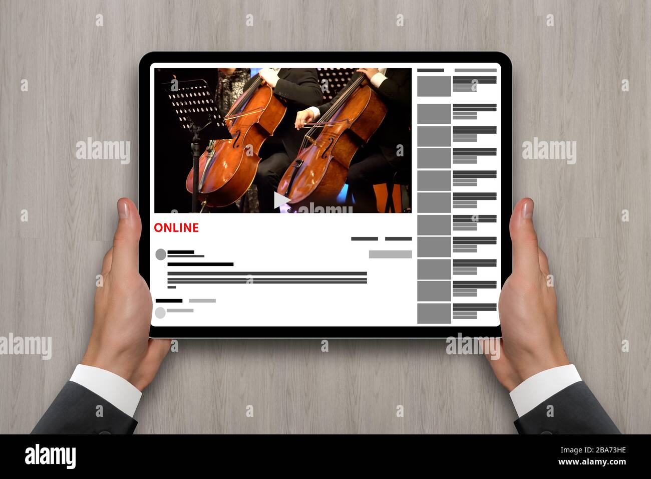 Online concert of classical music. Stock Photo
