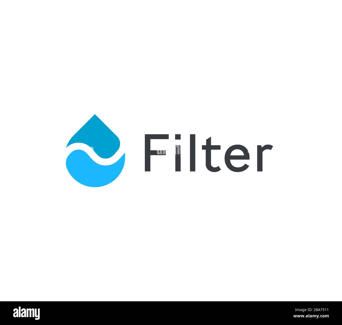 Divided drop icon. Water filter logo template, water purification