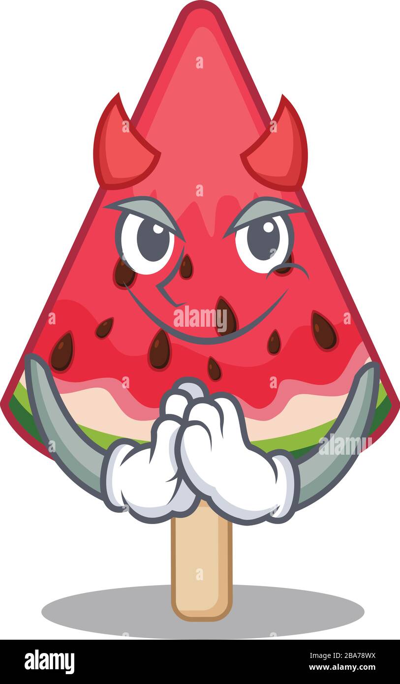 A picture of watermelon ice cream in devil cartoon design Stock Vector