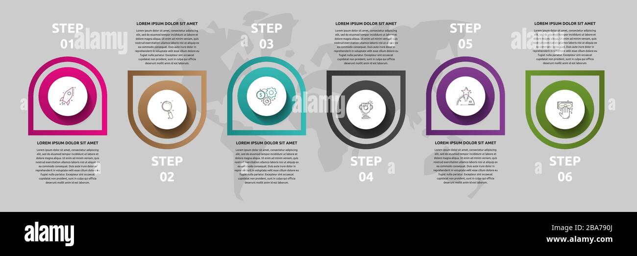 Vector template circle infographics. Business concept with 6 options ...