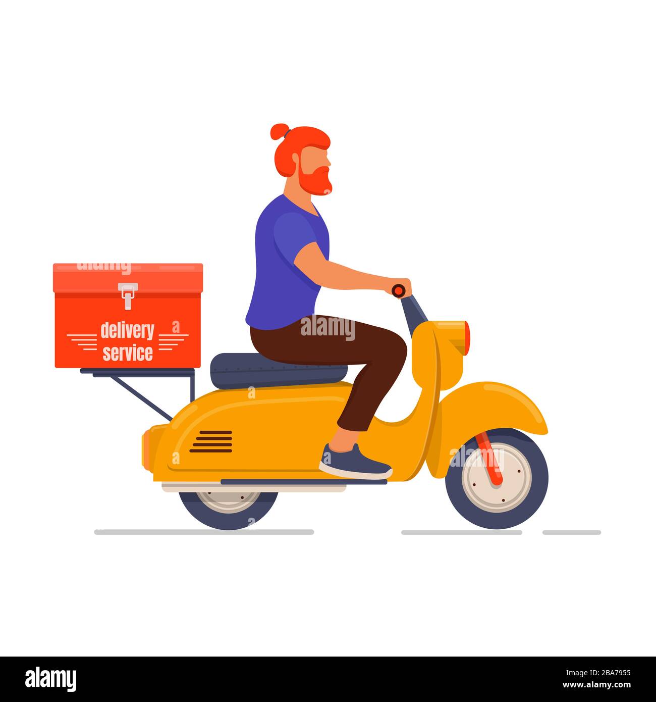 Delivery man riding a yellow scooter Stock Vector Image & Art - Alamy