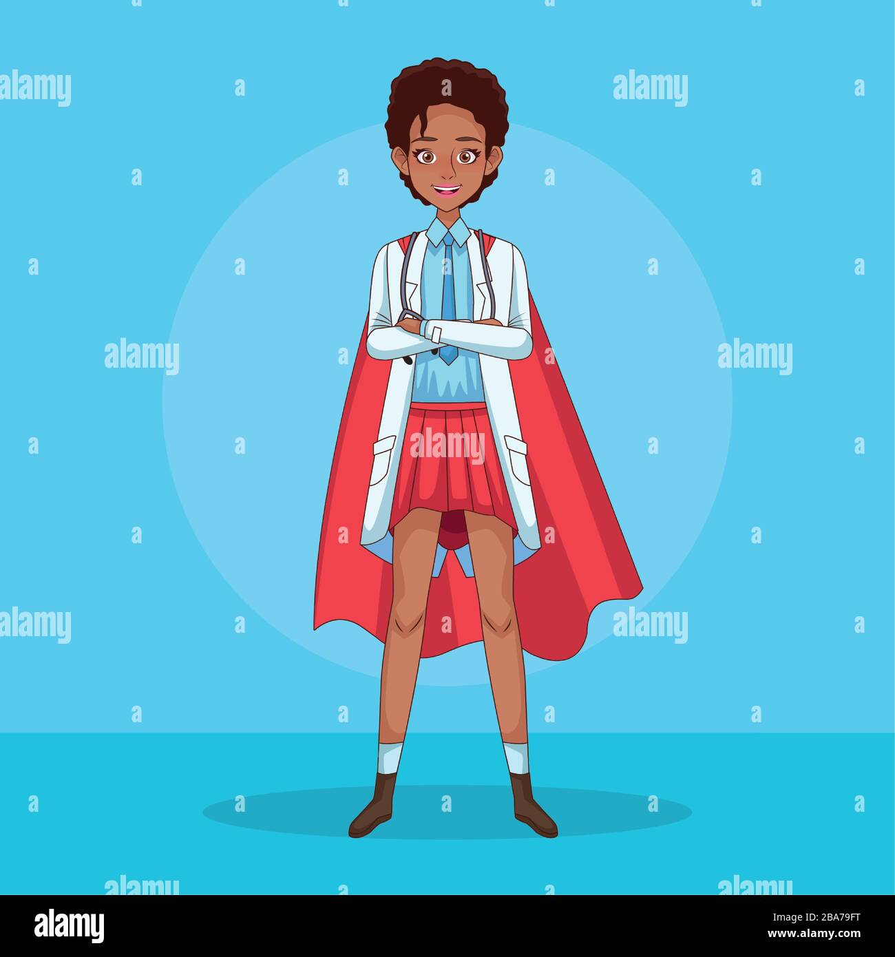 super female doctor with hero cloak vs covid19 Stock Vector Image & Art ...