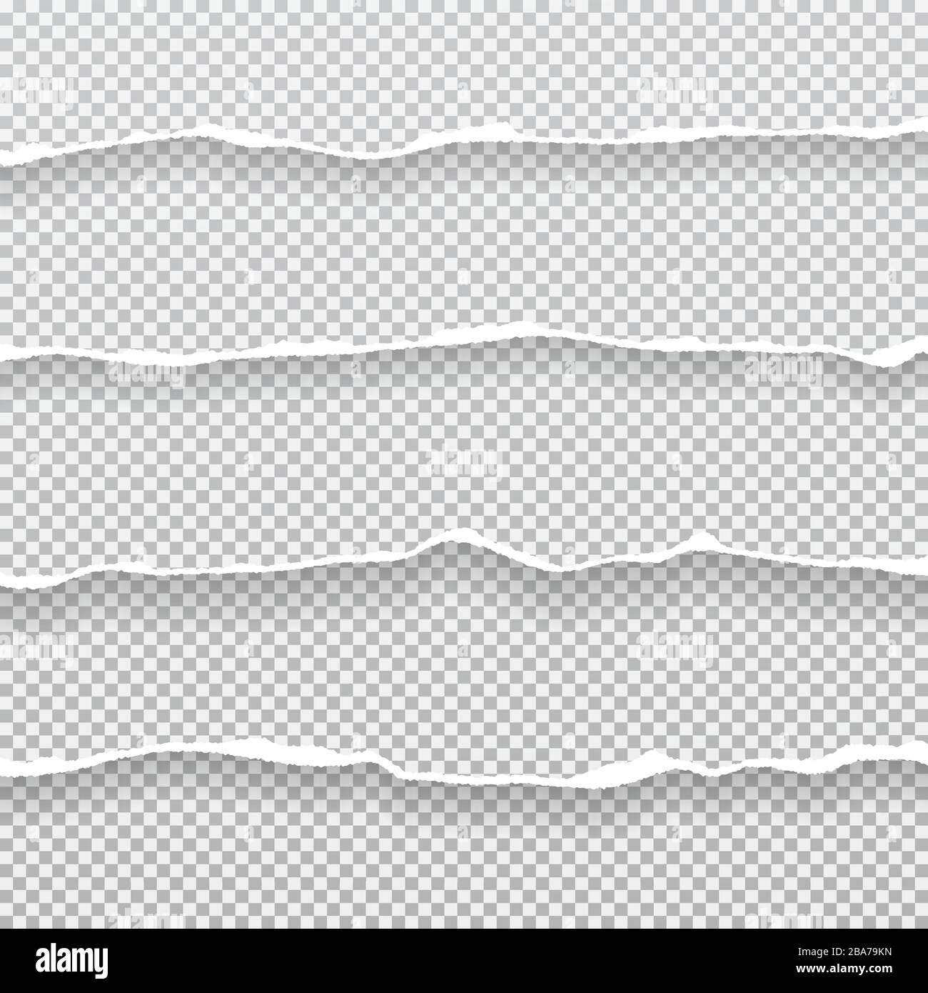 White Line Subtle Paper Ripped Pieces of torn, ripped horizontal white paper with soft shadow are on ...