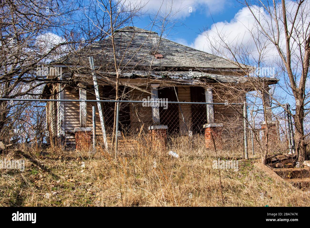 abandoned house on a hill Stock Photo
