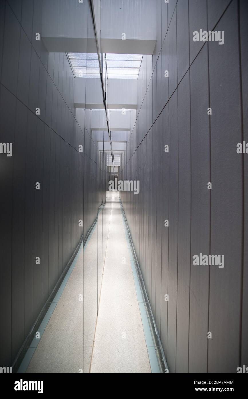 Vertical shot of a narrow pathway in the middle of walls Stock Photo ...