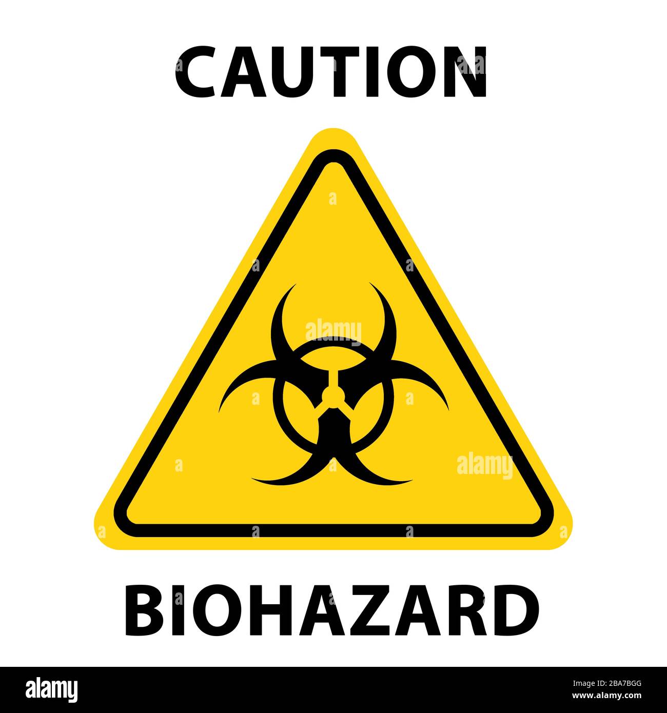 Isolated triangular yellow biohazard sign icon with "Caution Biohazard ...