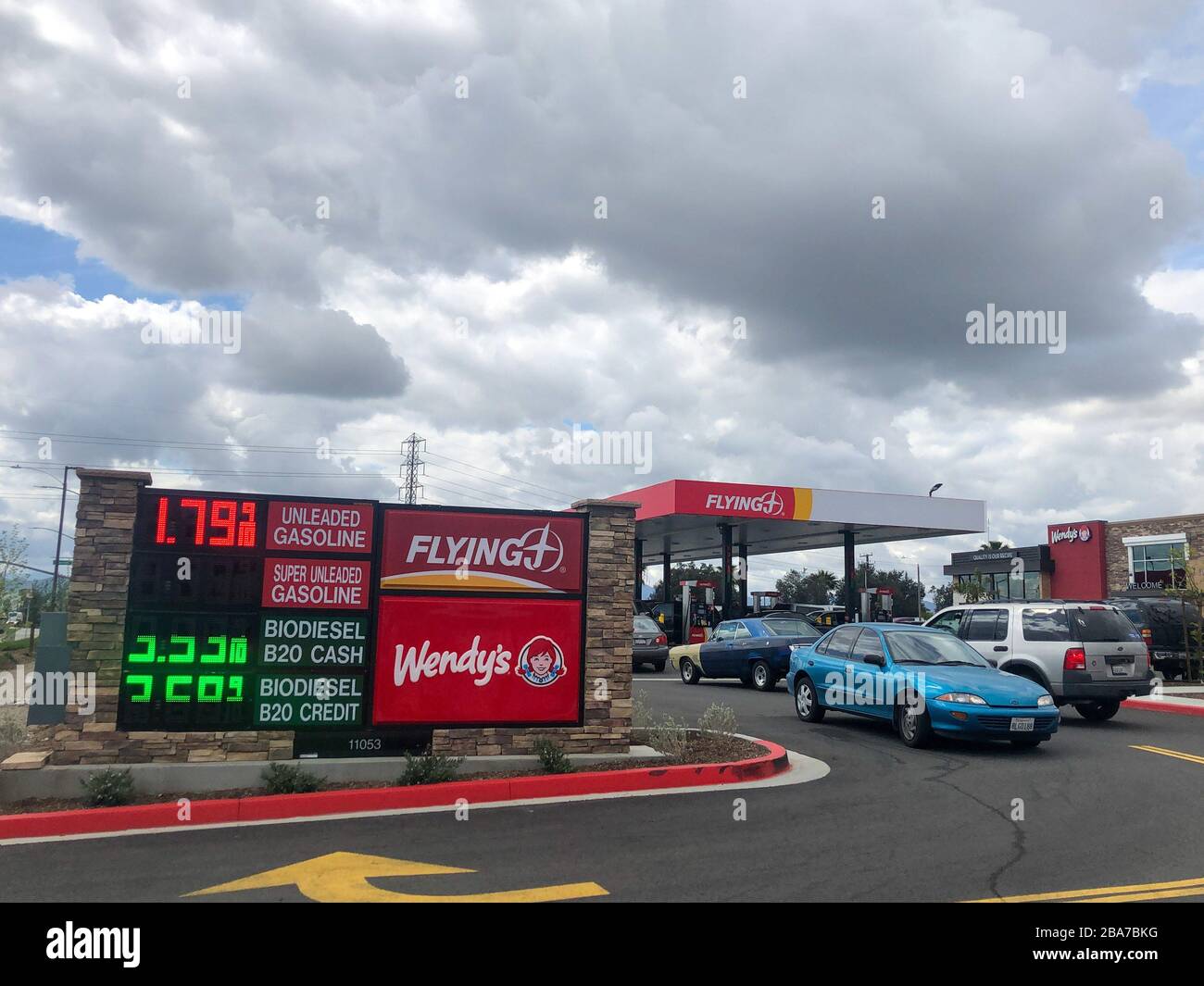 General overall view of a Flying J Travel Center gas station where gas