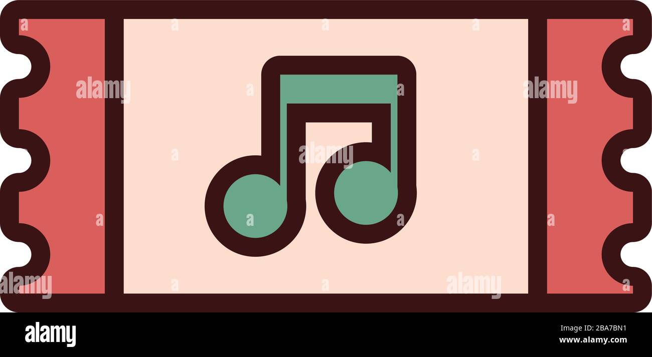 ticket with music note line and fill icon Stock Vector Image & Art - Alamy
