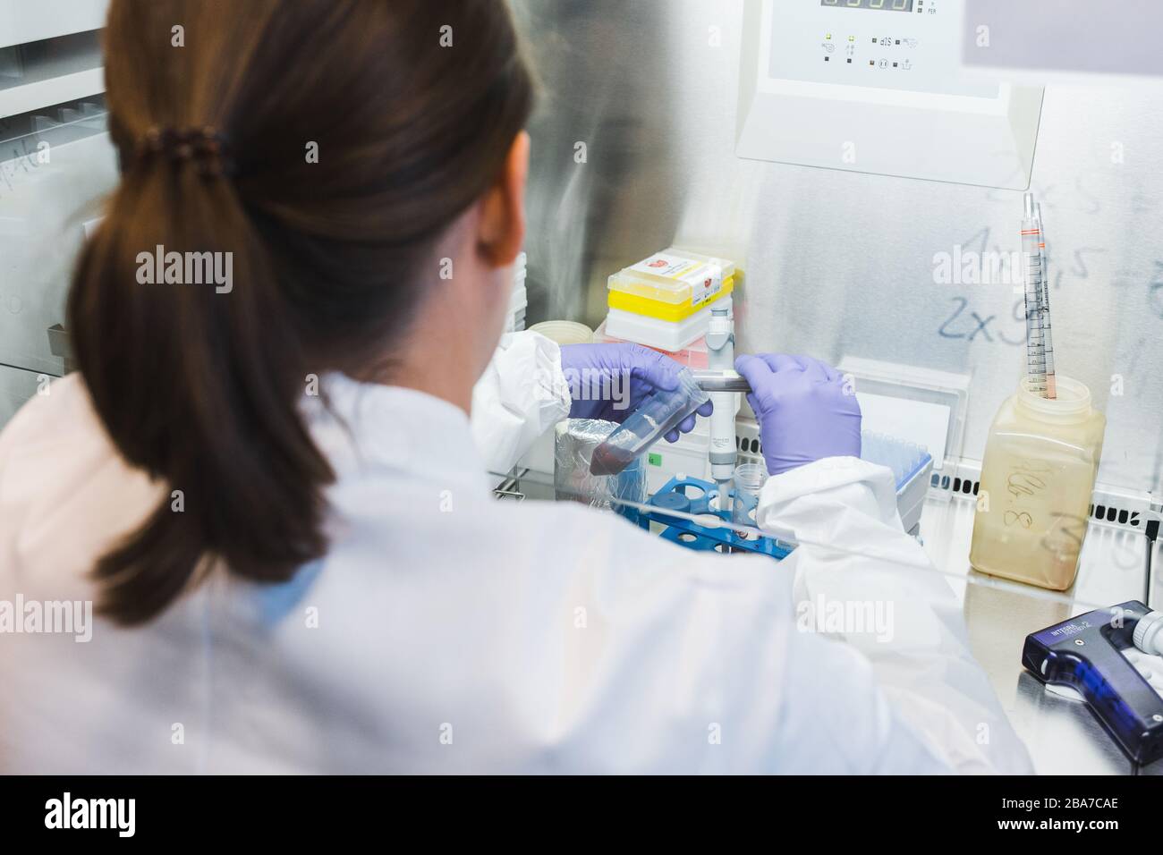 young doctor researches in lab Coronavirus Stock Photo