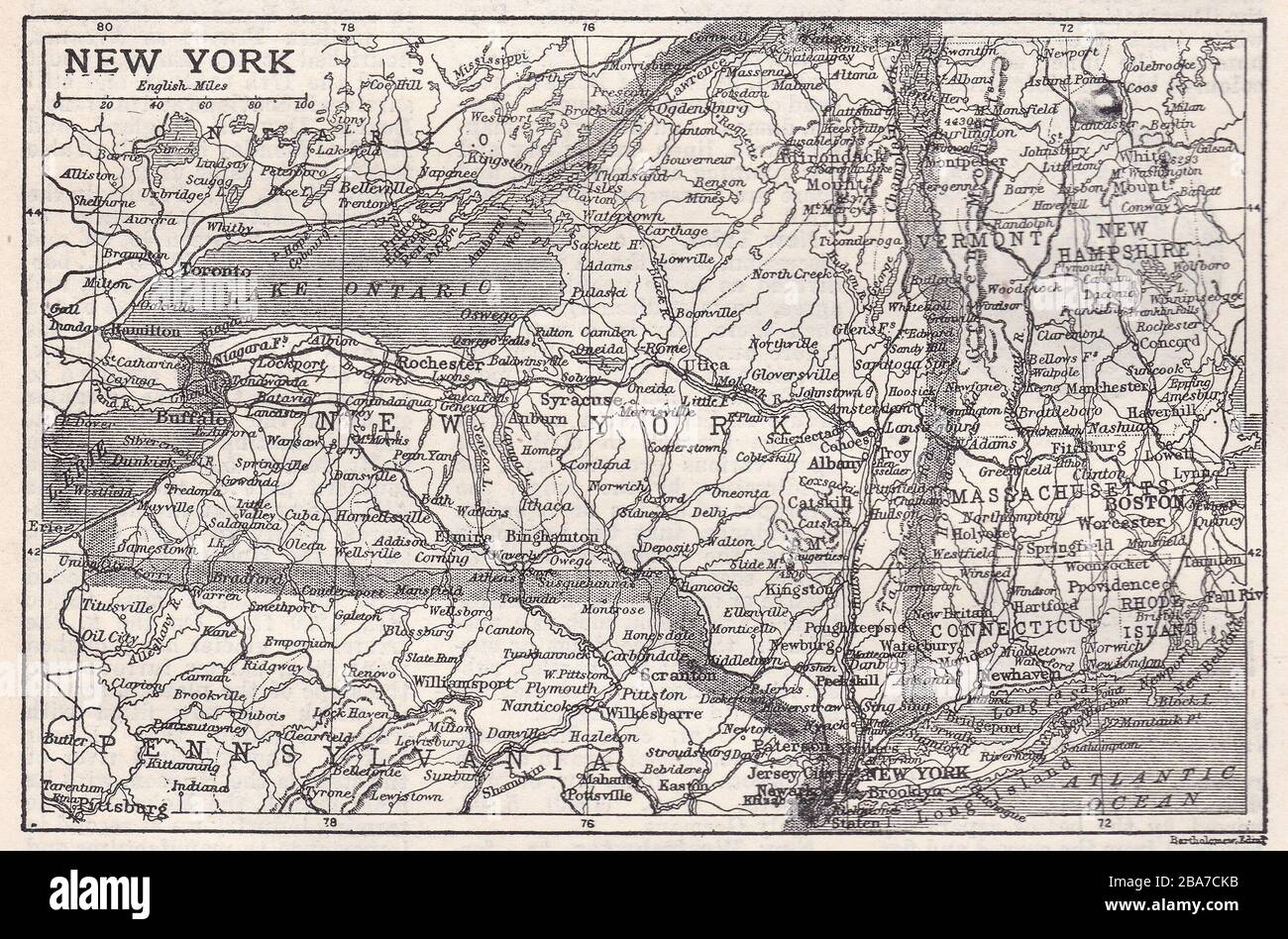 Vintage map new york hi res stock - Vintage Map Of New York Usa 1900s 2BA7CKB