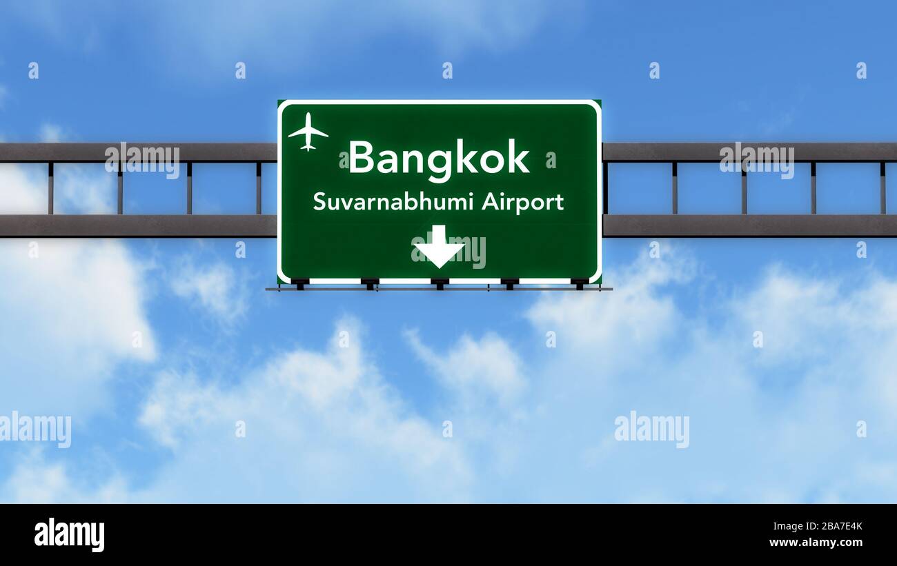Bangkok Thailand Airport Highway Road Sign 3D Illustration Stock Photo ...