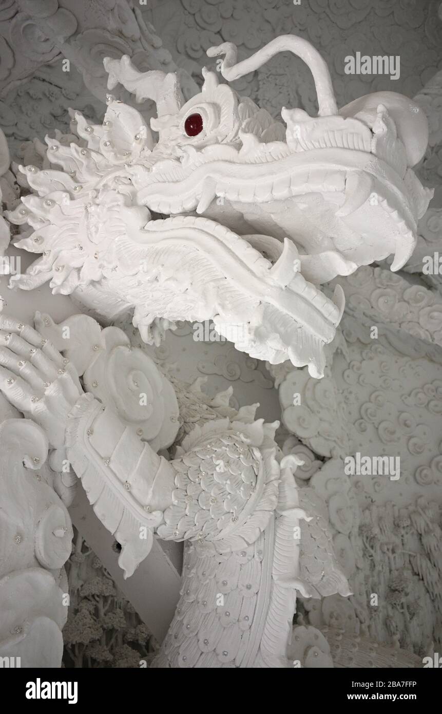 Vertical shot of a white dragon statue Stock Photo