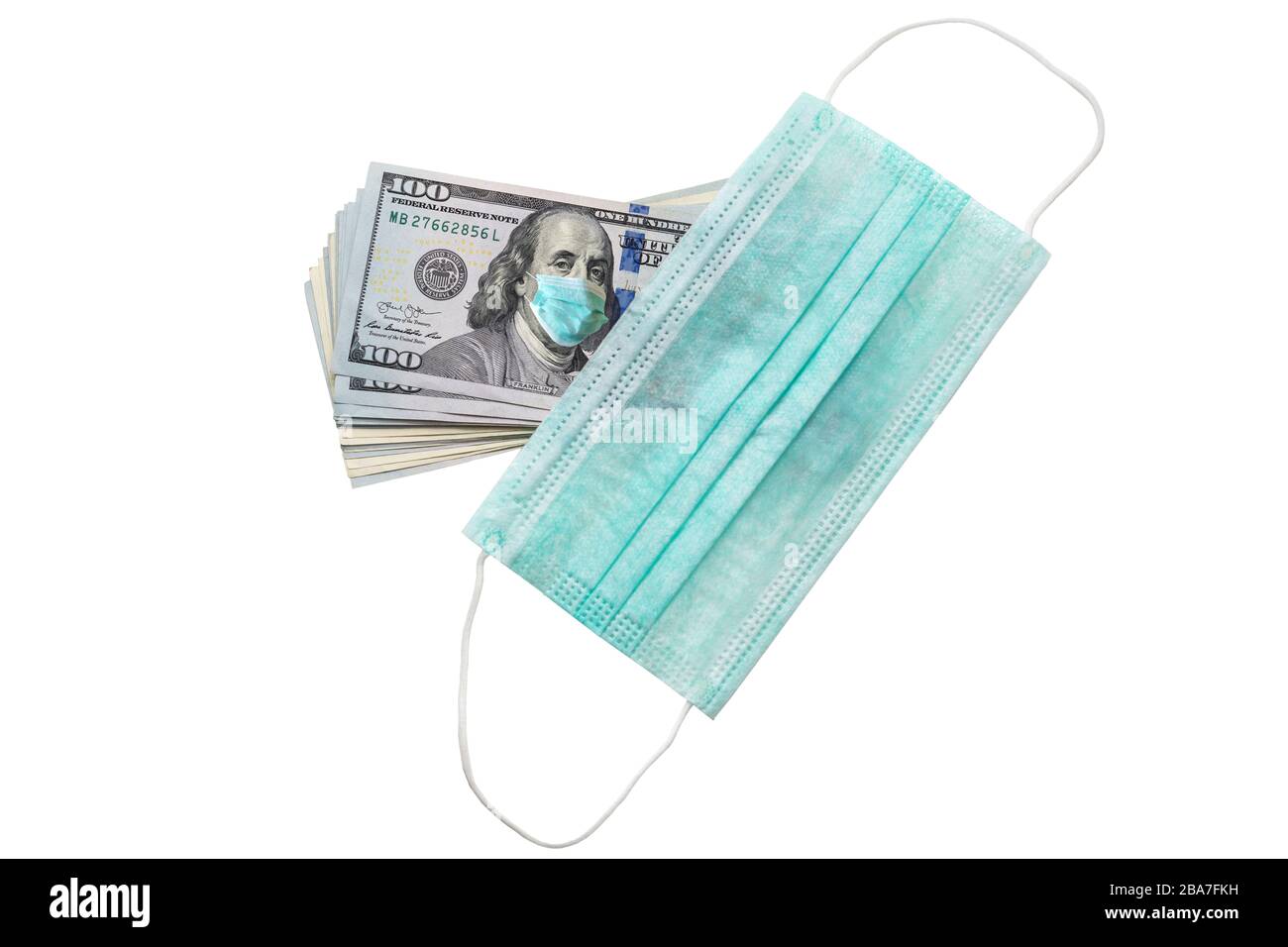 Dollars money bills with face mask Stock Photo
