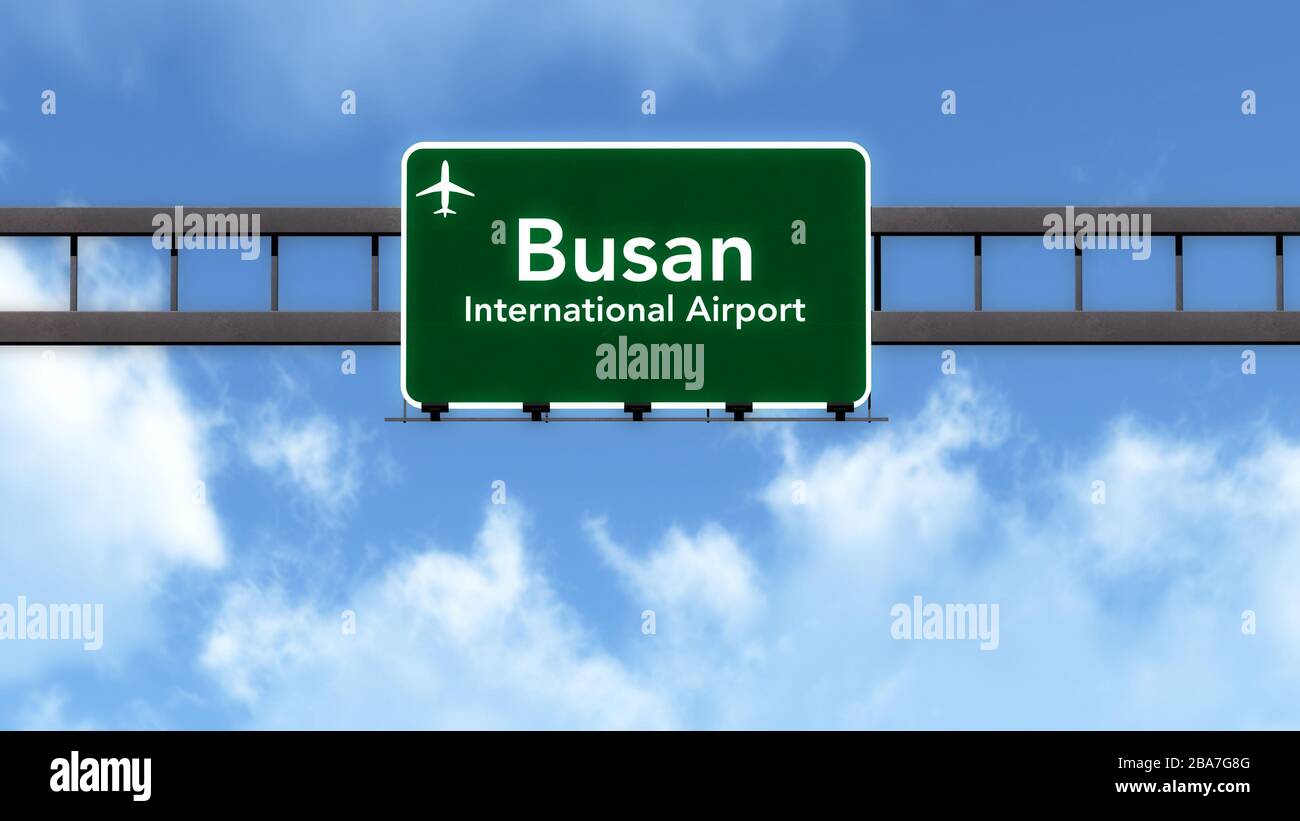 Busan South Korea Airport Highway Road Sign 3D Illustration Stock Photo ...