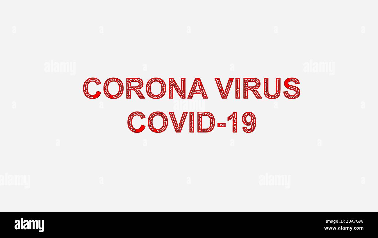 Head title 'Corona Virus' word with virus bacteria effect on Dark  Blue background. Stock Photo