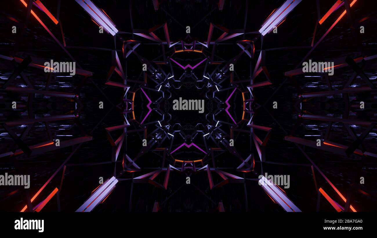 Illustration of geometric shapes with colorful neon laser lights ...