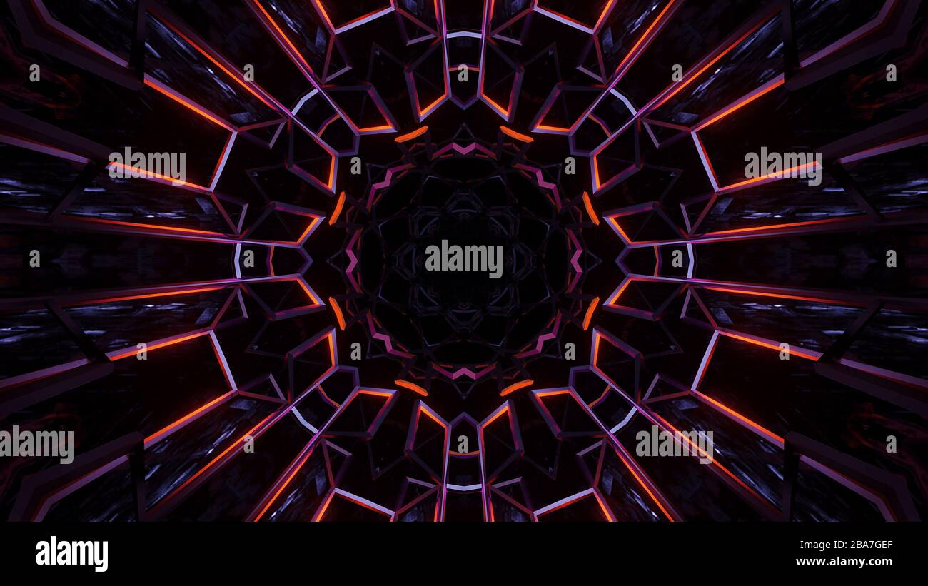 Illustration of geometric shapes with colorful neon laser lights ...