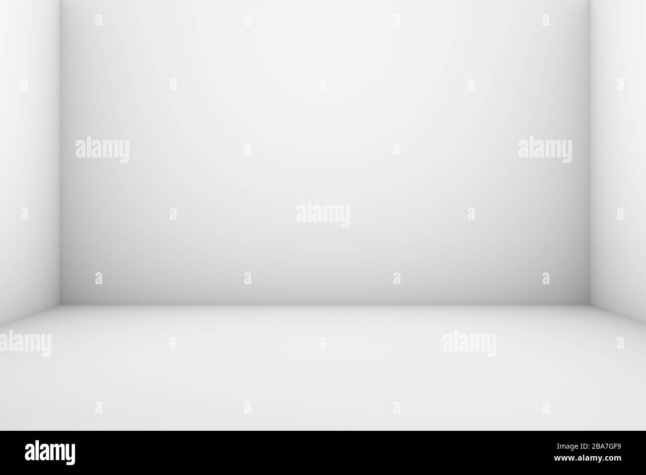 Abstract White Empty  Room Background. 3D Render. White Shadow in Square Room Shape. Stock Photo