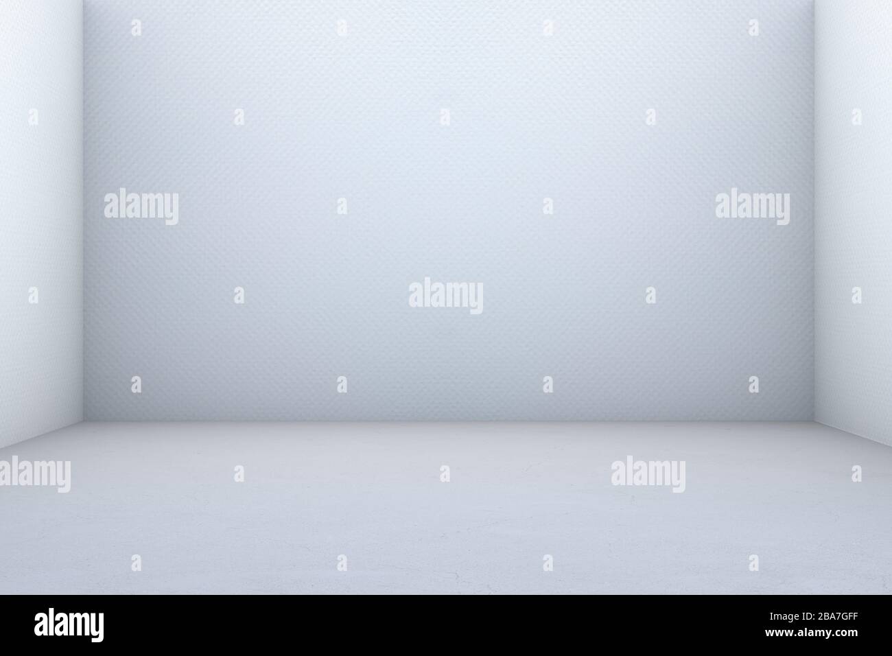 Abstract White Empty  Room Background. 3D Render. White Shadow in Square Room Shape. Stock Photo