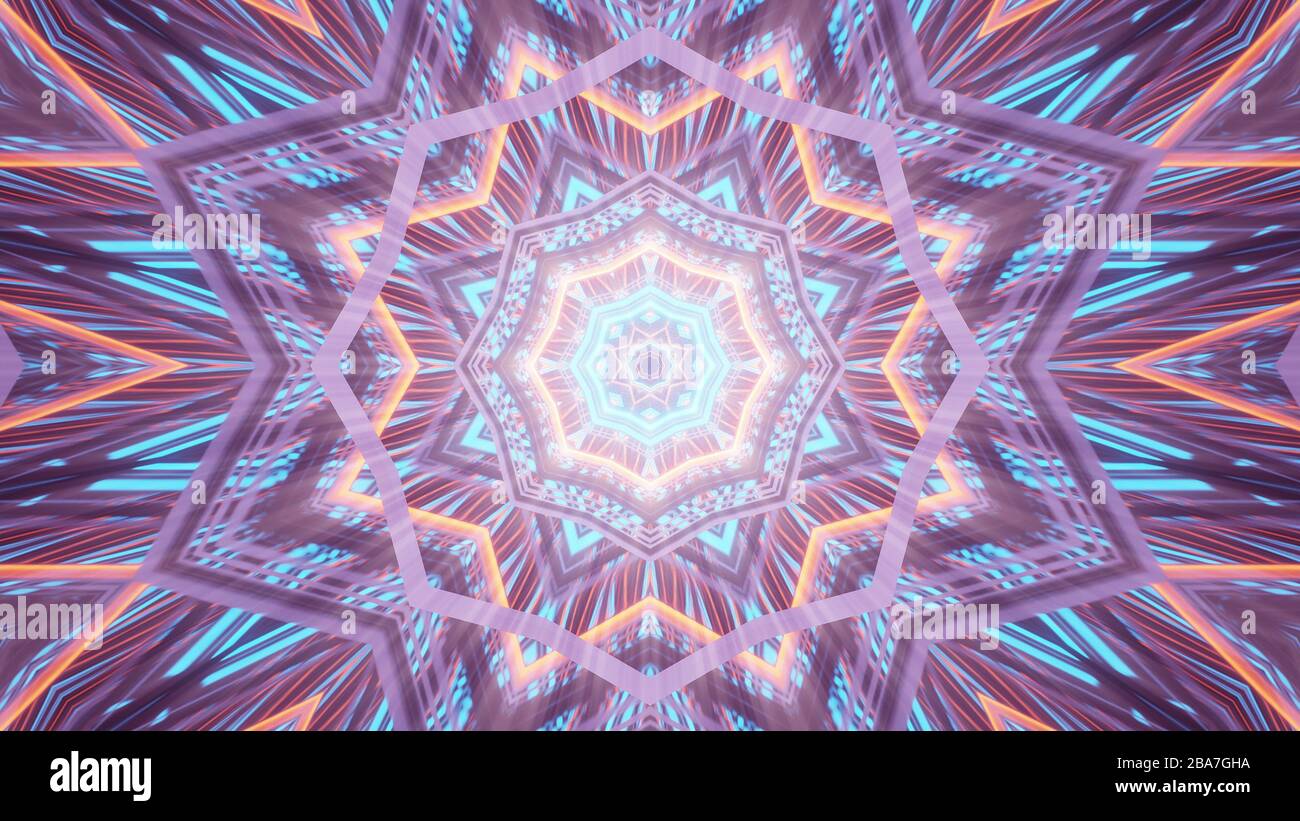 Illustration of geometric shapes with colorful neon laser lights ...