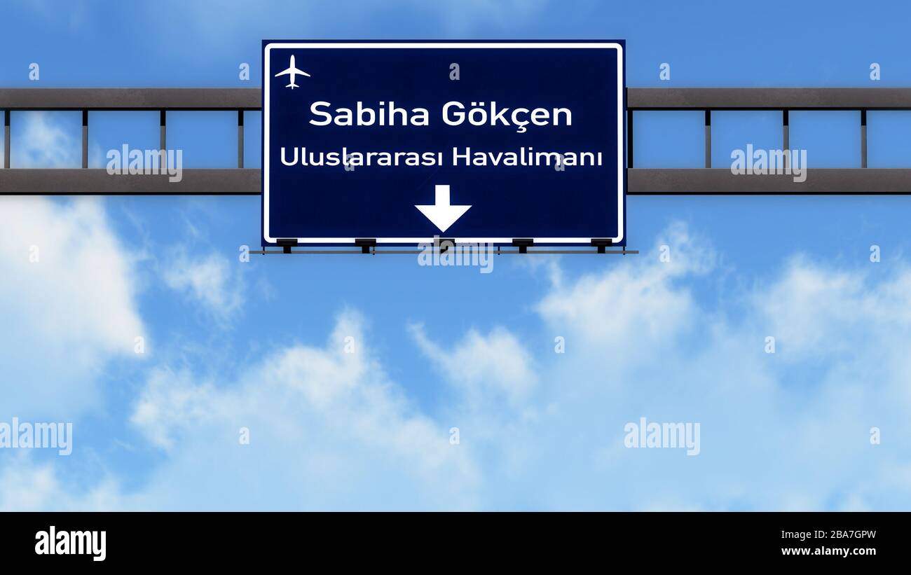 Istanbul Gokcen Turkey Airport Highway Road Sign 3D Illustration Stock Photo Alamy