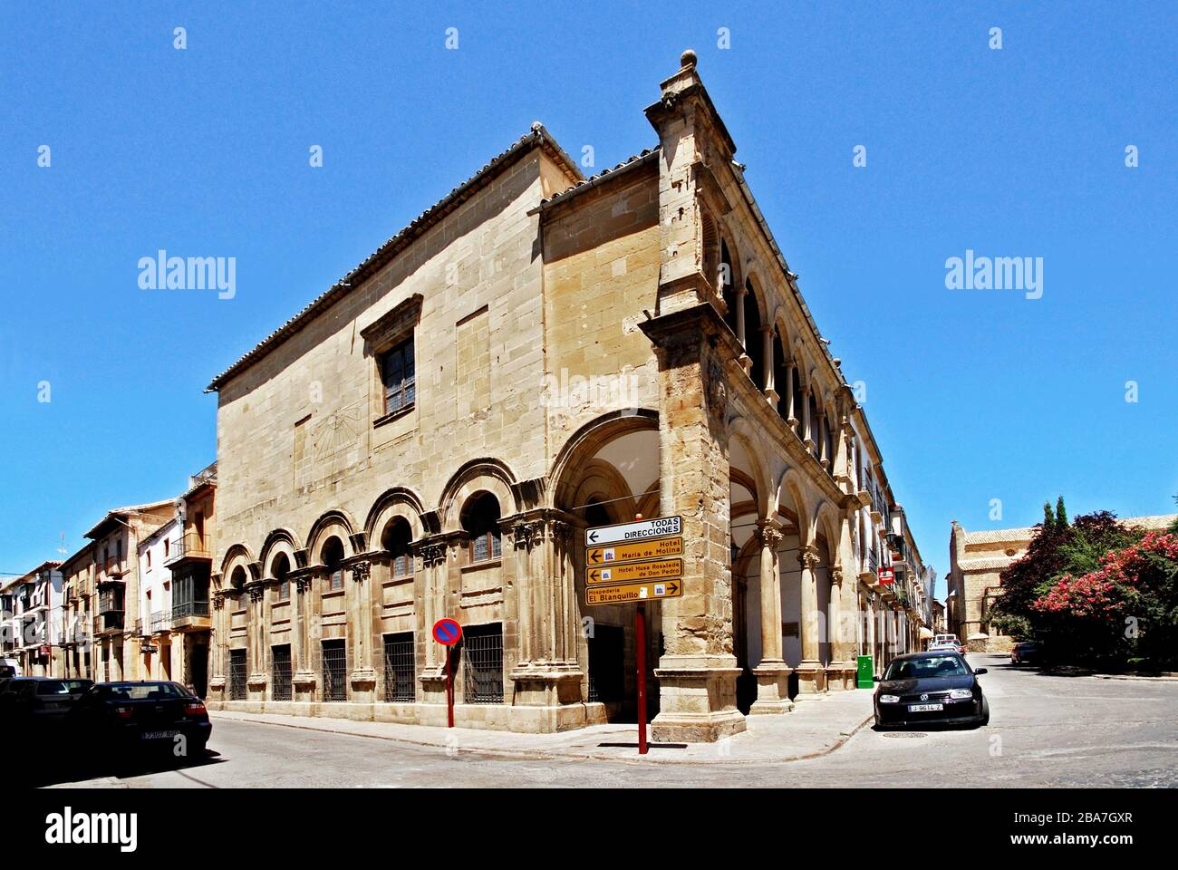 View of the old town hall (antiguas casas consistoriales) in the Plaza Primero de Mayo, Ubeda, Spain. Stock Photo
