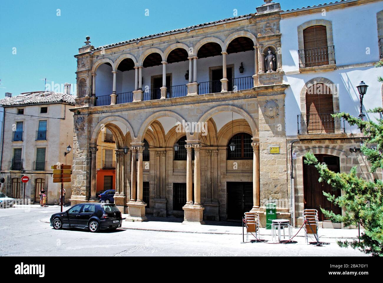 View of the old town hall (antiguas casas consistoriales) in the Plaza Primero de Mayo, Ubeda, Spain. Stock Photo