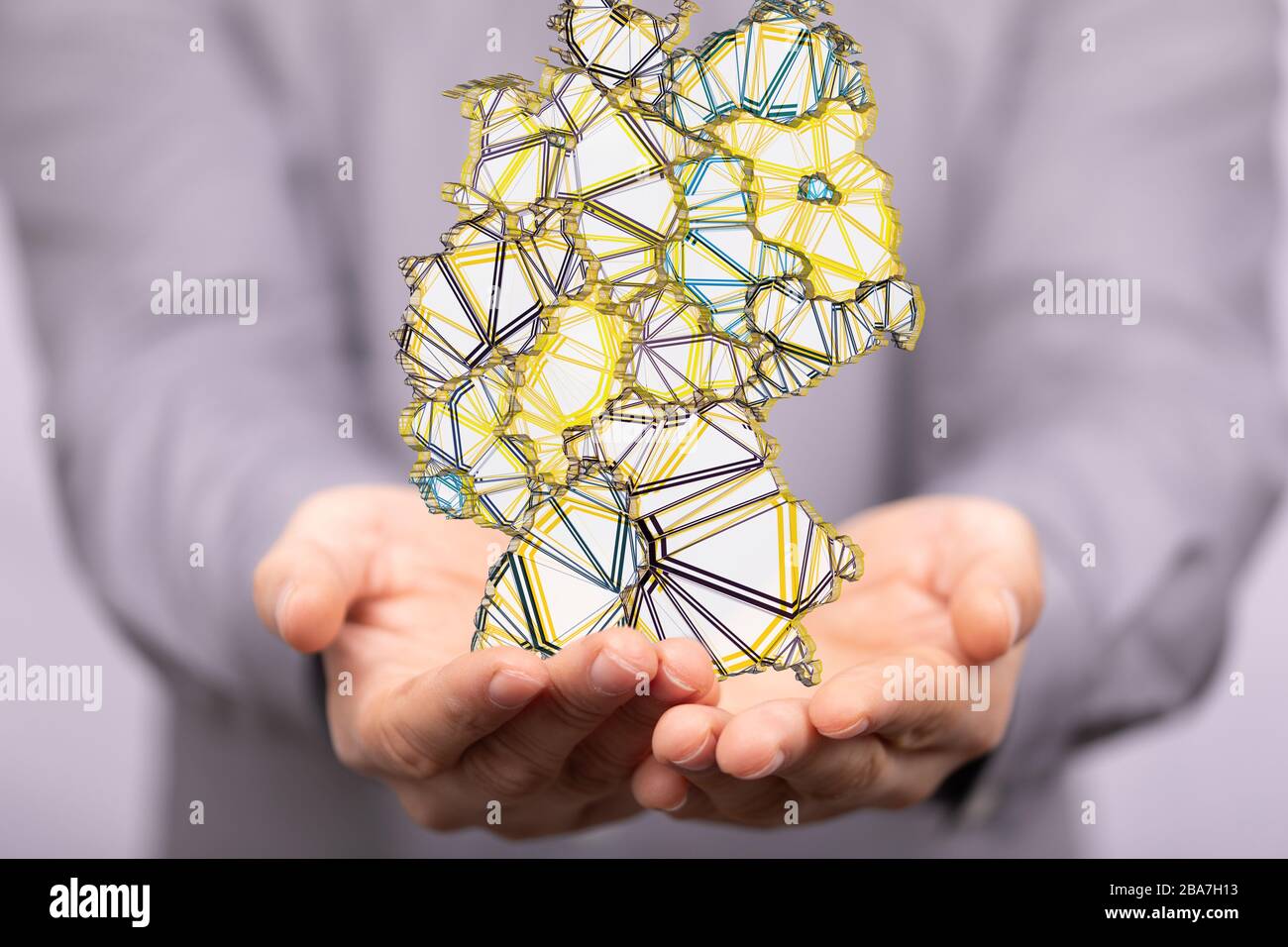 A a virtual germany land map digital in hand 3d Stock Photo - Alamy