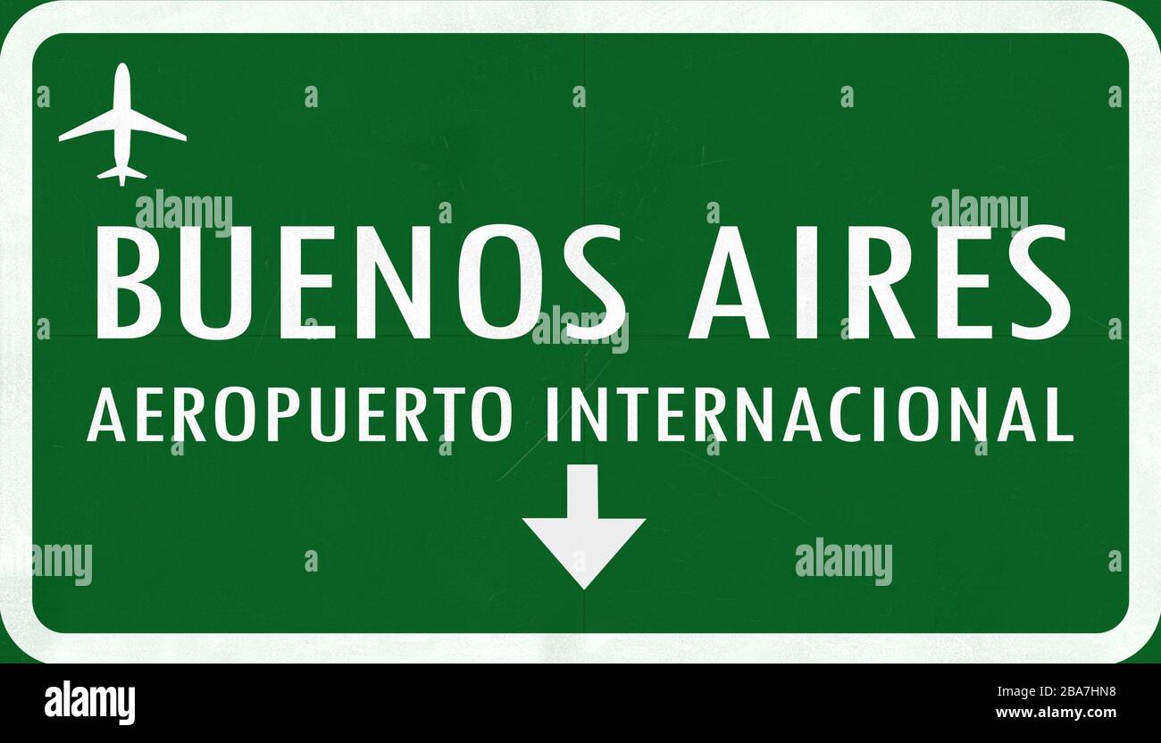 Buenos Aires Argentina International Airport Highway Sign 2D   Buenos Aires Argentina International Airport Highway Sign 2d Illustration 2BA7HN8 