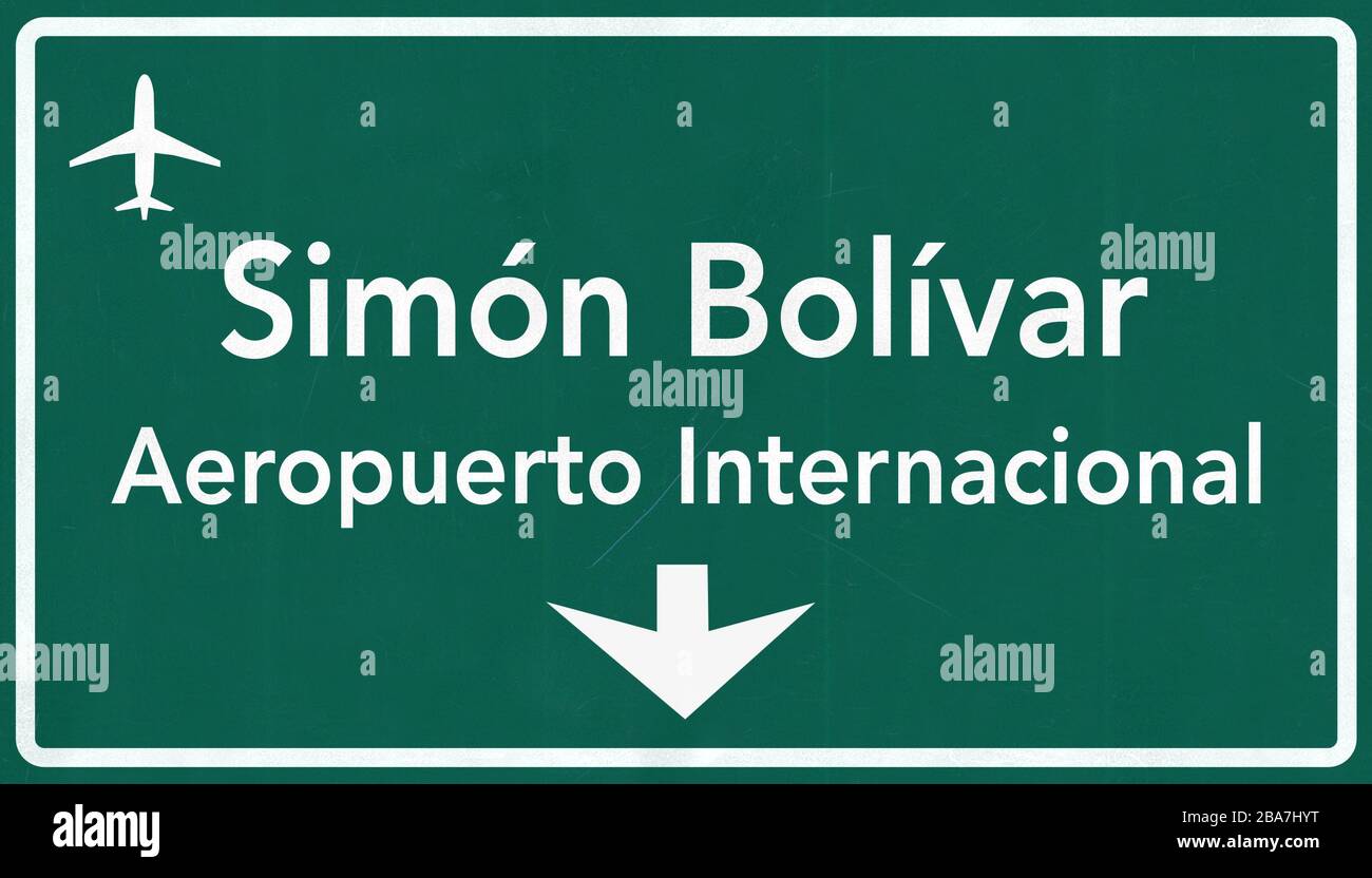 Caracas Somin Bolivar Venezuela International Airport Highway Sign 2D Illustration Stock Photo
