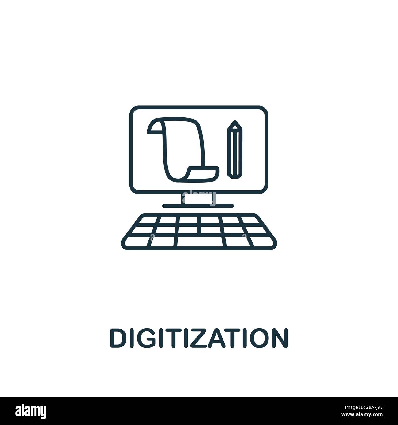 Digitization icon from industry 4.0 collection. Simple line element ...