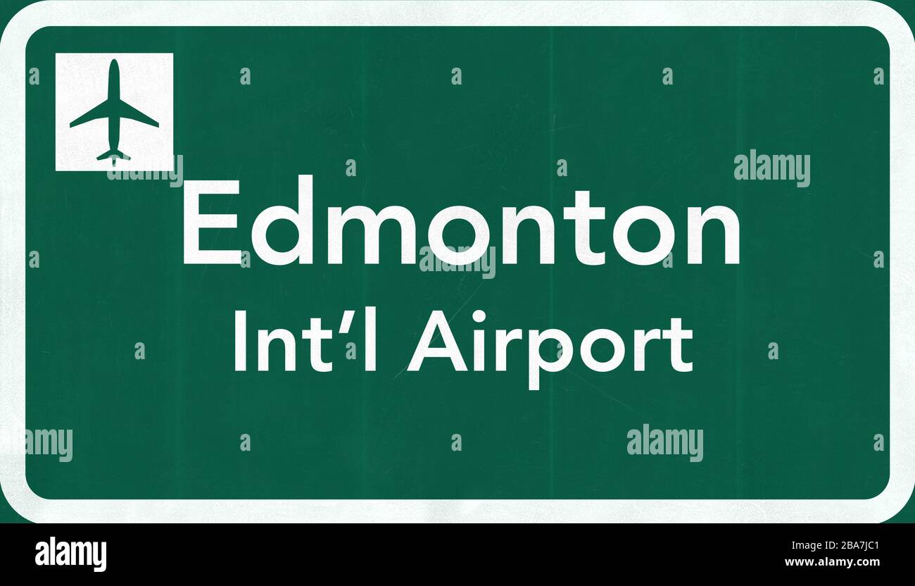 Edmonton Canada International Airport Highway Sign 2D Illustration Stock Photo