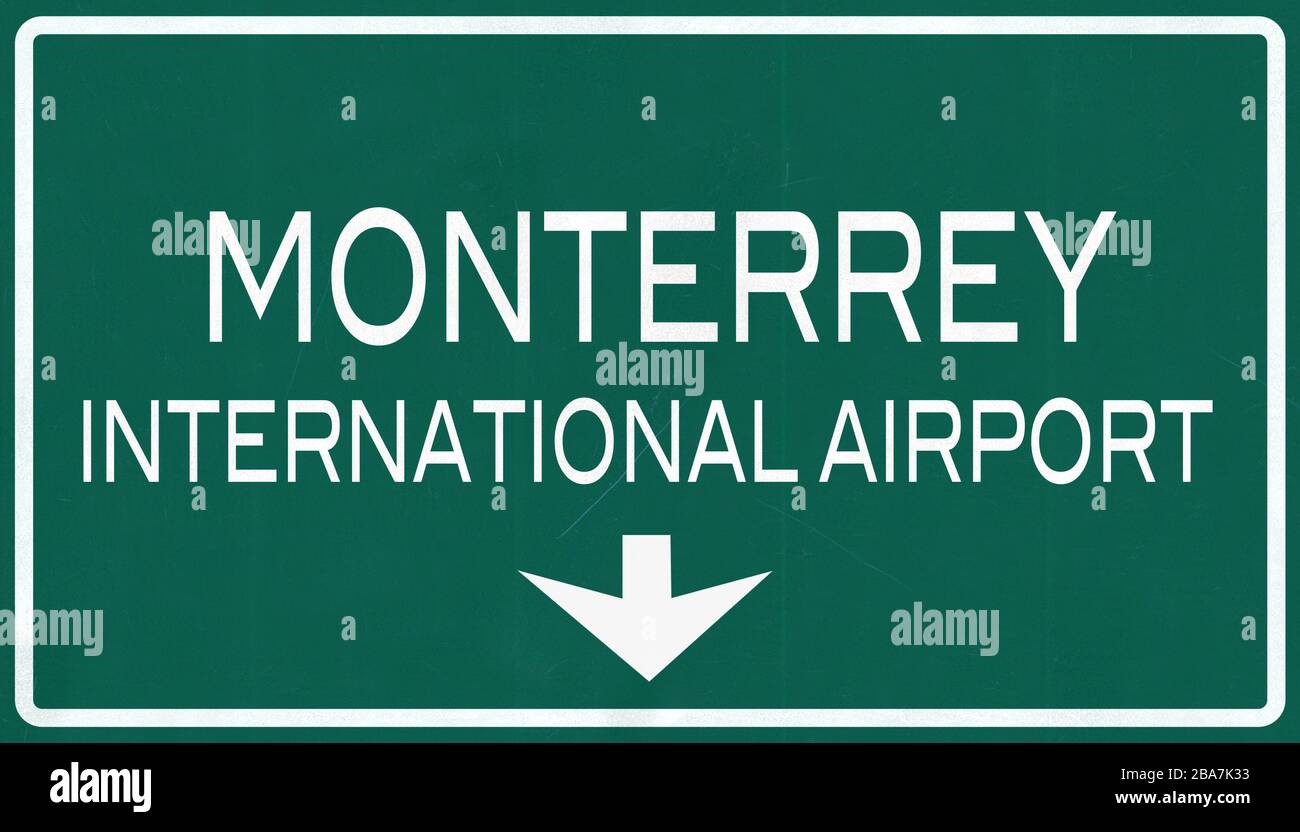 Monterrey Mexico International Airport Highway Sign 2D Illustration