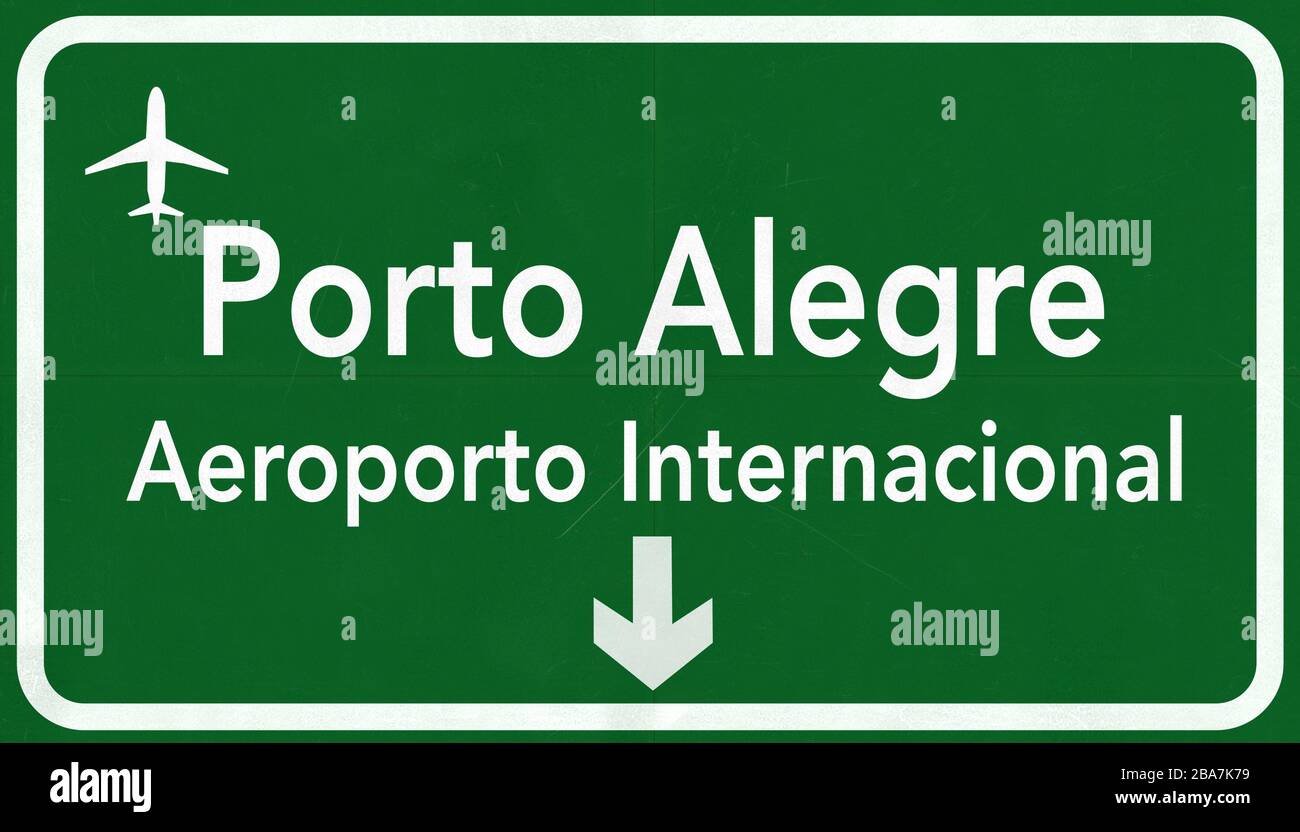 Porto Alegre Brazil International Airport Highway Sign 2D Illustration Stock Photo