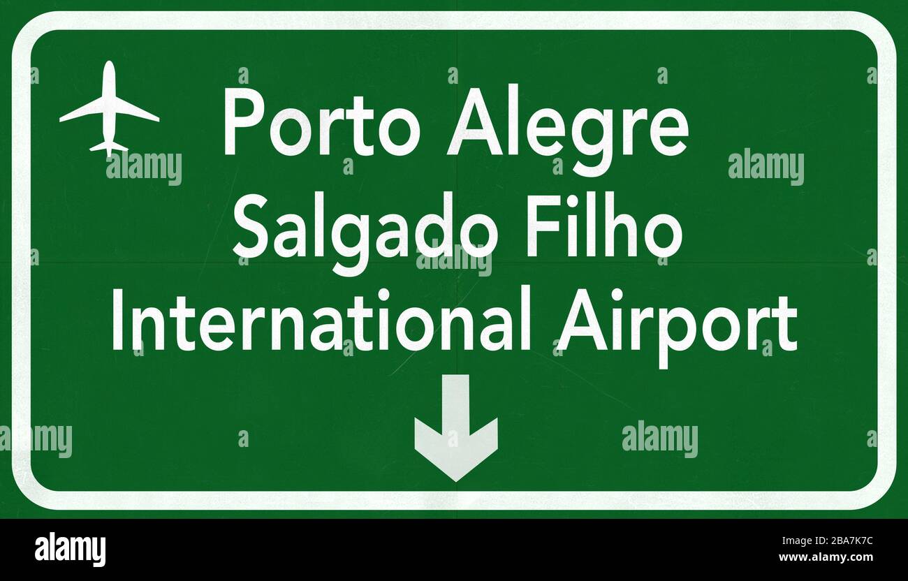 Porto Alegre Brazil International Airport Highway Sign 2D Illustration Stock Photo