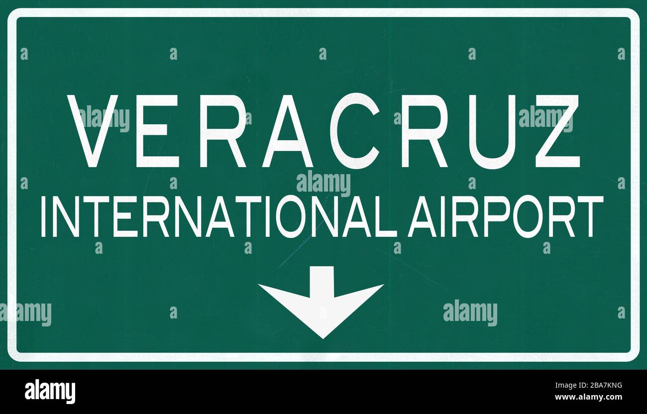 Veracruz Mexico International Airport Highway Sign 2D Illustration