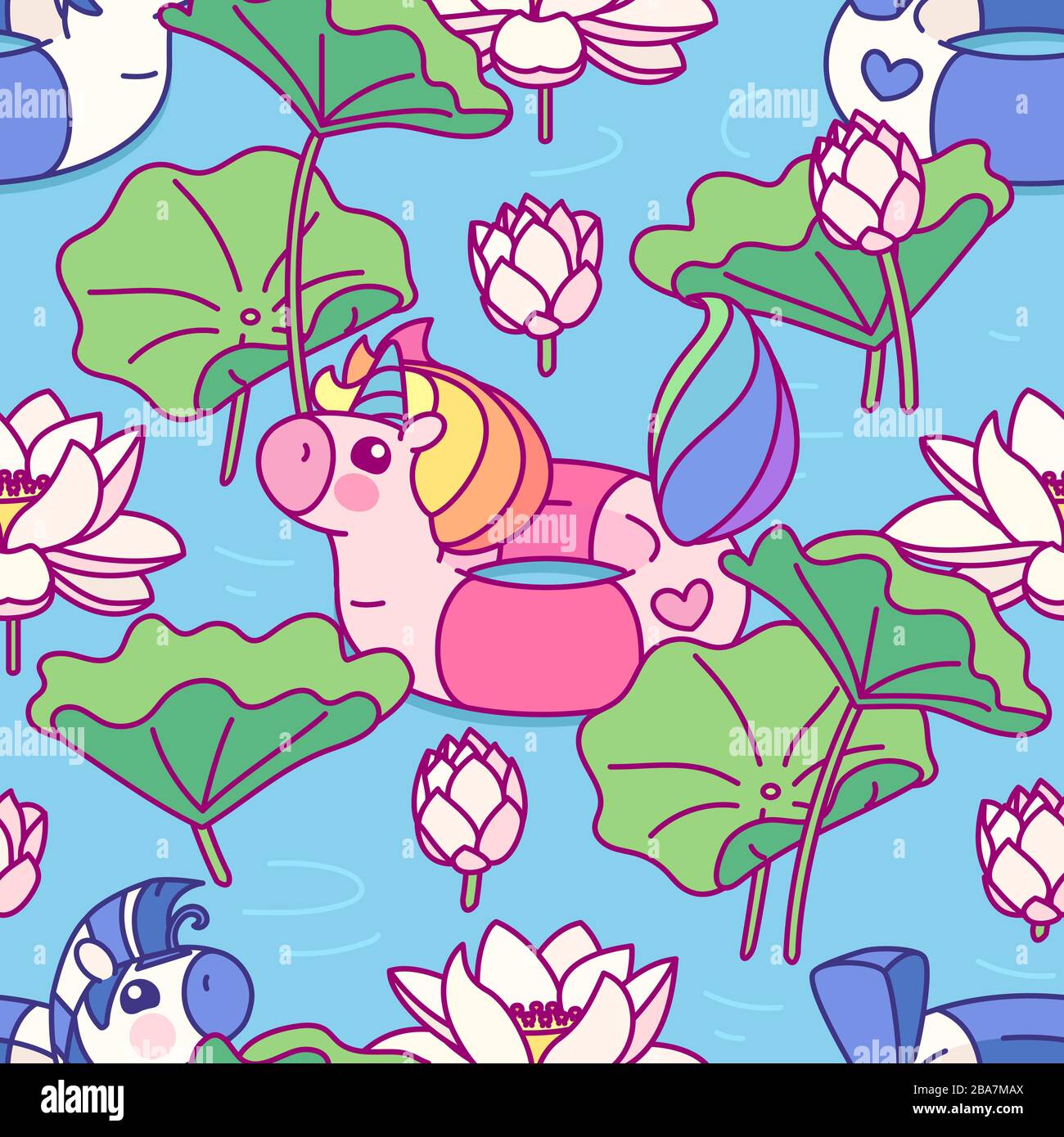 vector cute seamless pattern art for kids Stock Vector