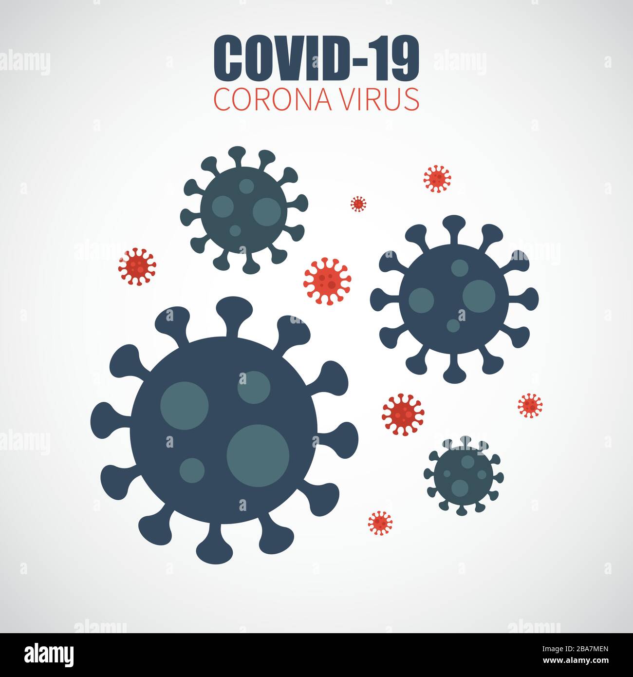 COVID-19 . Corona virus infected . Cause of SARS , MERS COV and COVID-19 in human . Flat and simple design . Gray color vignette background . Vector . Stock Vector