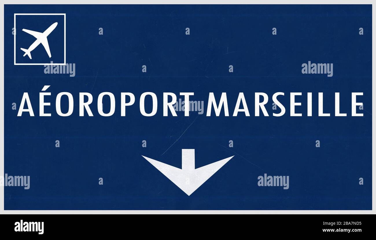 Marseille France Airport Highway Sign 2D Illustration Stock Photo - Alamy