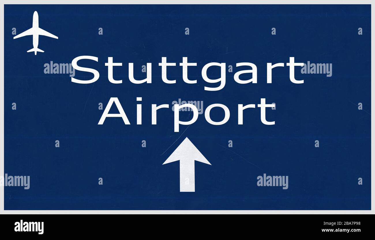 Stuttgart germany airport highway sign 2d illustration stock photo alamy