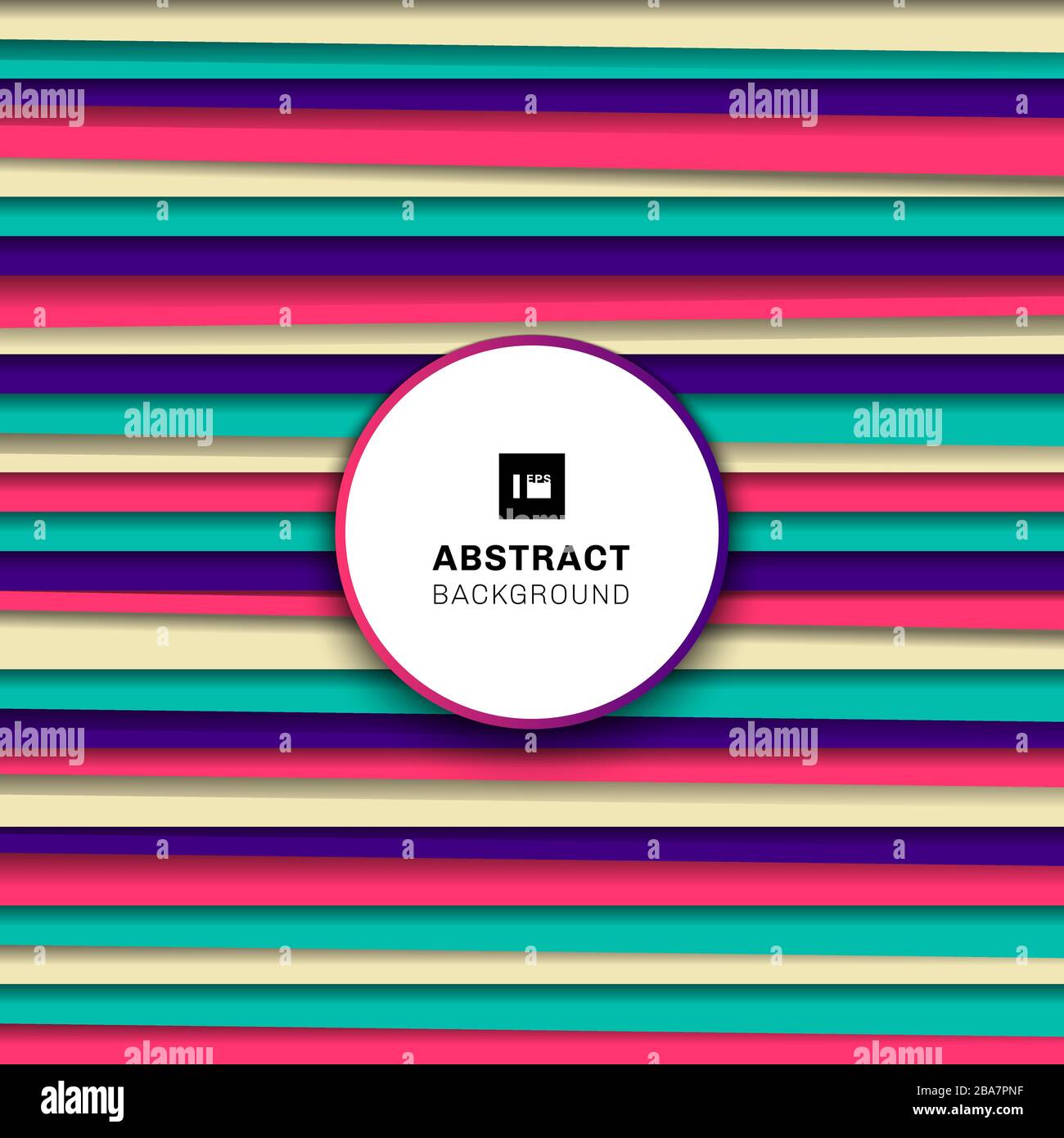 Abstract colorful striped horizontal line seamless pattern with shadow. Vector illustration Stock Vector