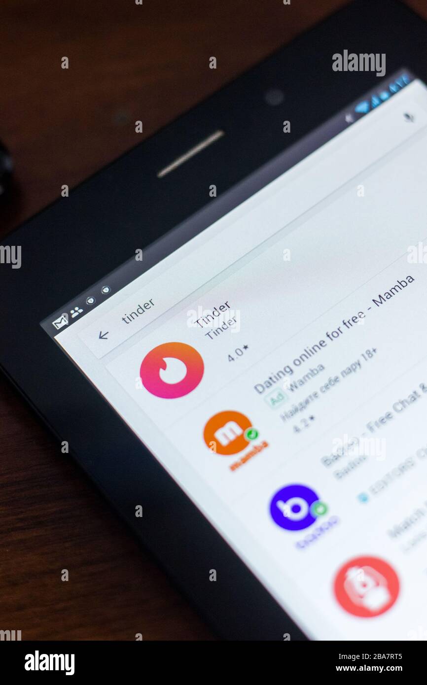 Ryazan Russia March 21 18 Tinder Icon In The List Of Mobile Apps Stock Photo Alamy