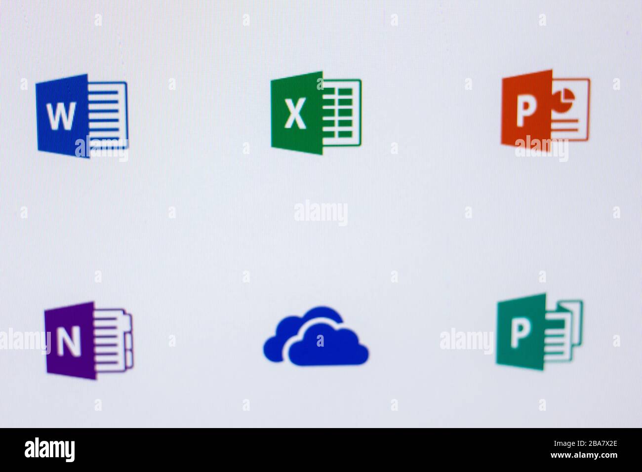 Ryazan, Russia - April 16, 2018 - Logos of Microsoft programms on the ...