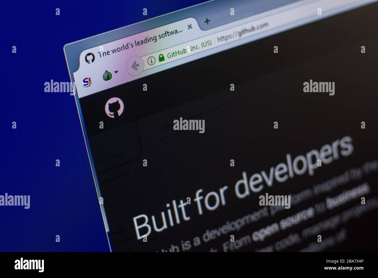 Ryazan, Russia - April 16, 2018 - Homepage of GitHub website on the ...