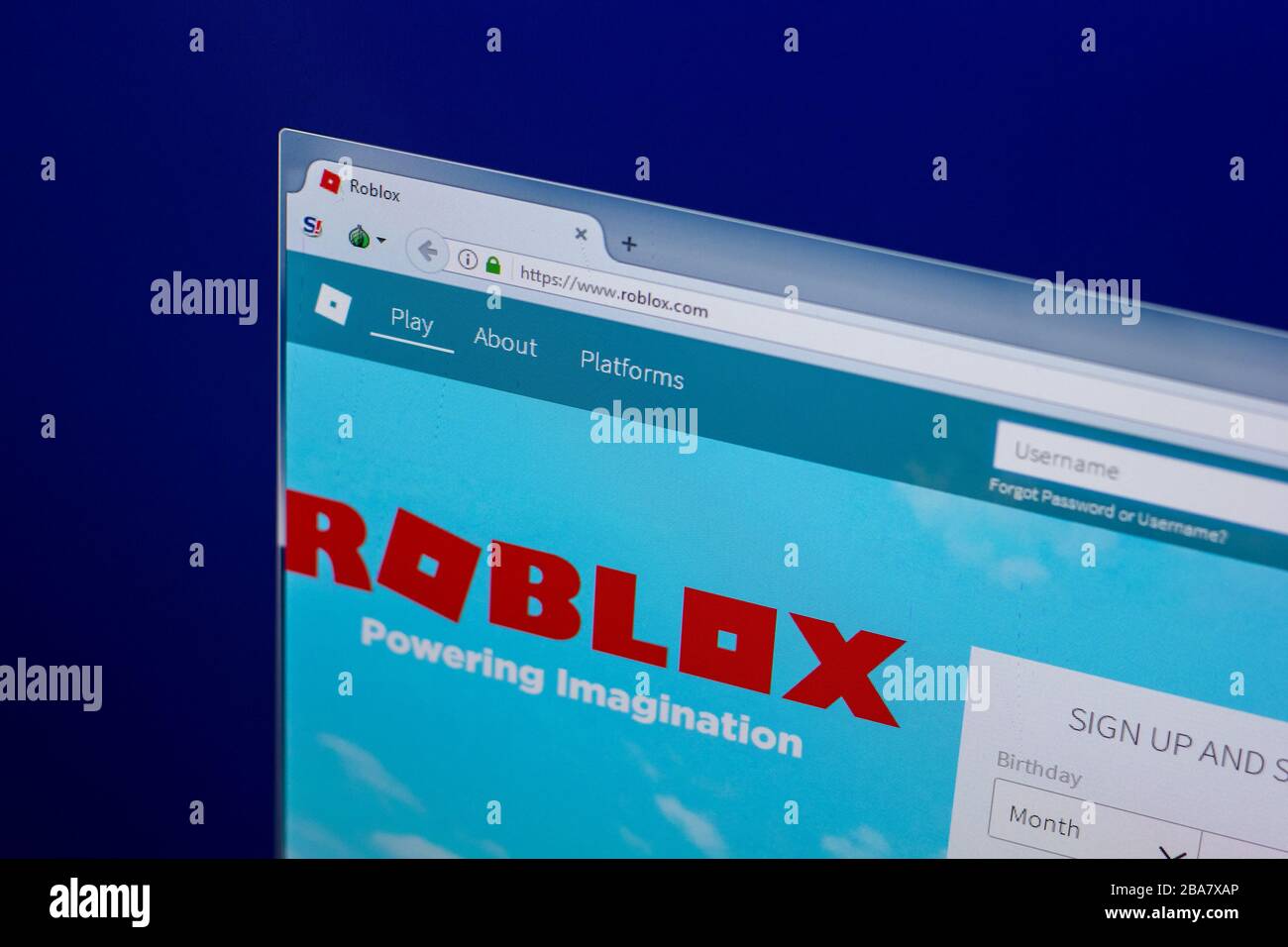 Ryazan Russia April 16 2018 Homepage Of Roblox Website On The Display Of Pc Url Roblox Com Stock Photo Alamy - roblox website font