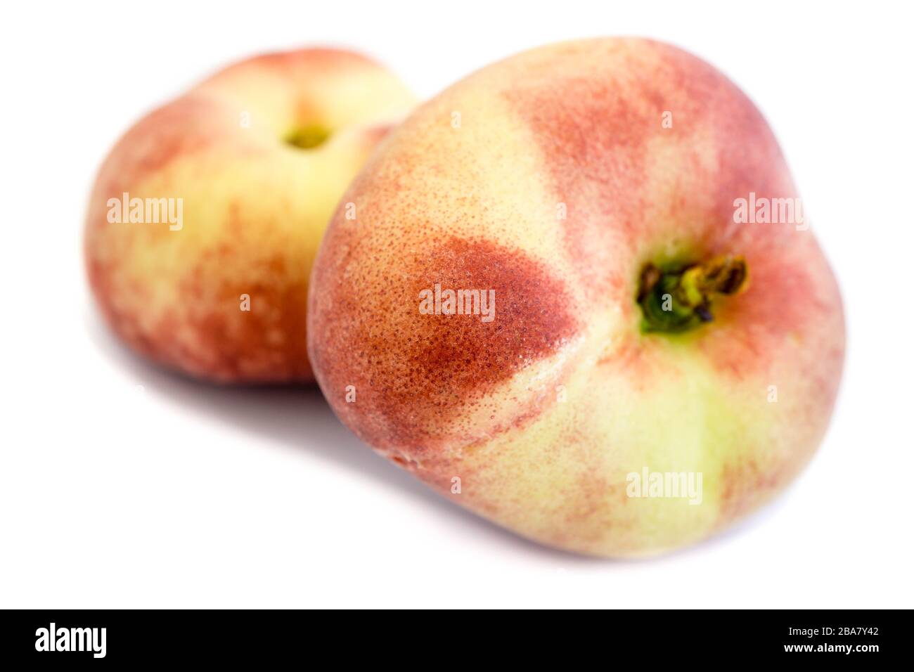 Flat peach isolated on white background Stock Photo