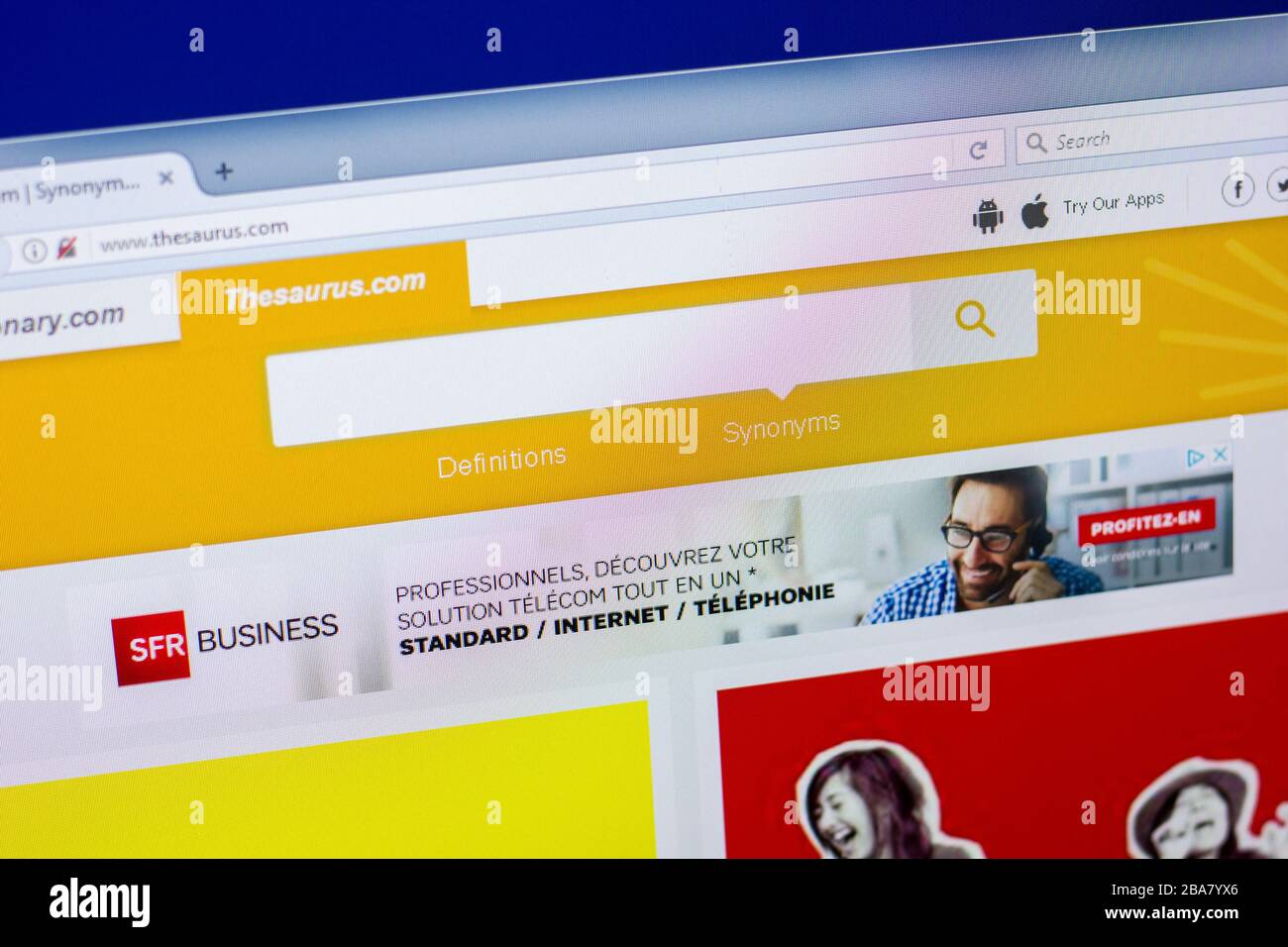 Ryazan, Russia April 16, 2018 Homepage of Thesaurus website on the