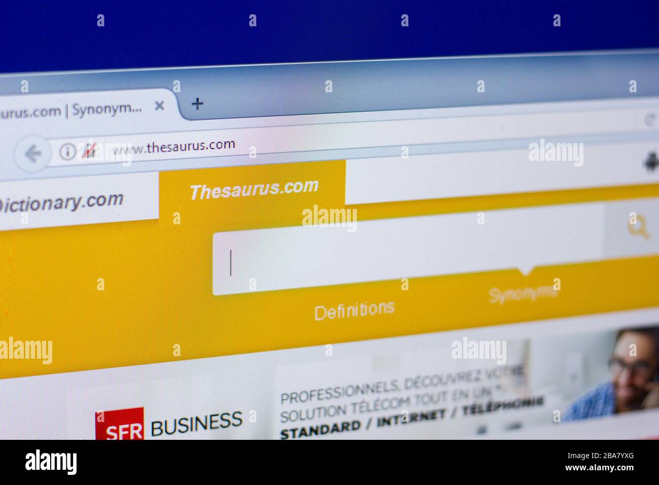 Ryazan, Russia April 16, 2018 Homepage of Thesaurus website on the